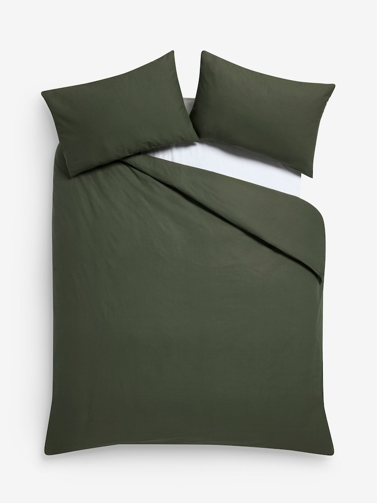 Dark Green 100% Cotton Duvet Cover and Pillowcase Set - Image 4 of 4 Dark Green 100% Cotton Duvet Cover and Pillowcase Set - Image 4 of 4