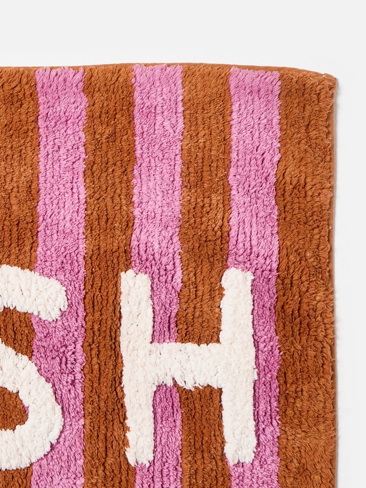 Oliver Bonas Pink Fresh Striped Bath Mat - Image 2 of 4 Oliver Bonas Pink Fresh Striped Bath Mat - Image 2 of 4