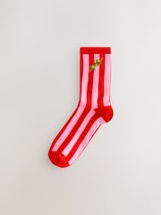 Pink/Green 'Olive You' Ankle Socks 4 Pack - Image 2 of 7