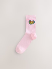 Pink/Green 'Olive You' Ankle Socks 4 Pack - Image 4 of 7