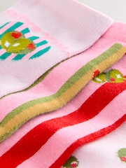 Pink/Green 'Olive You' Ankle Socks 4 Pack - Image 6 of 7