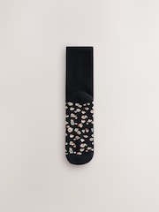 Black Cushion Sole Animal Print Footbed Ankle Sports Socks 3 Pack - Image 3 of 6