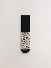 Black Cushion Sole Animal Print Footbed Ankle Sports Socks 3 Pack - Image 4 of 6