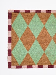Oliver Bonas Multi Harlequin Green Diamond Doormat - Image 3 of 4