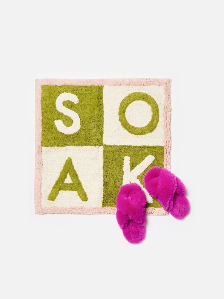 Oliver Bonas Multi Green Tile Soak Square Bath Mat - Image 1 of 4 Oliver Bonas Multi Green Tile Soak Square Bath Mat - Image 1 of 4