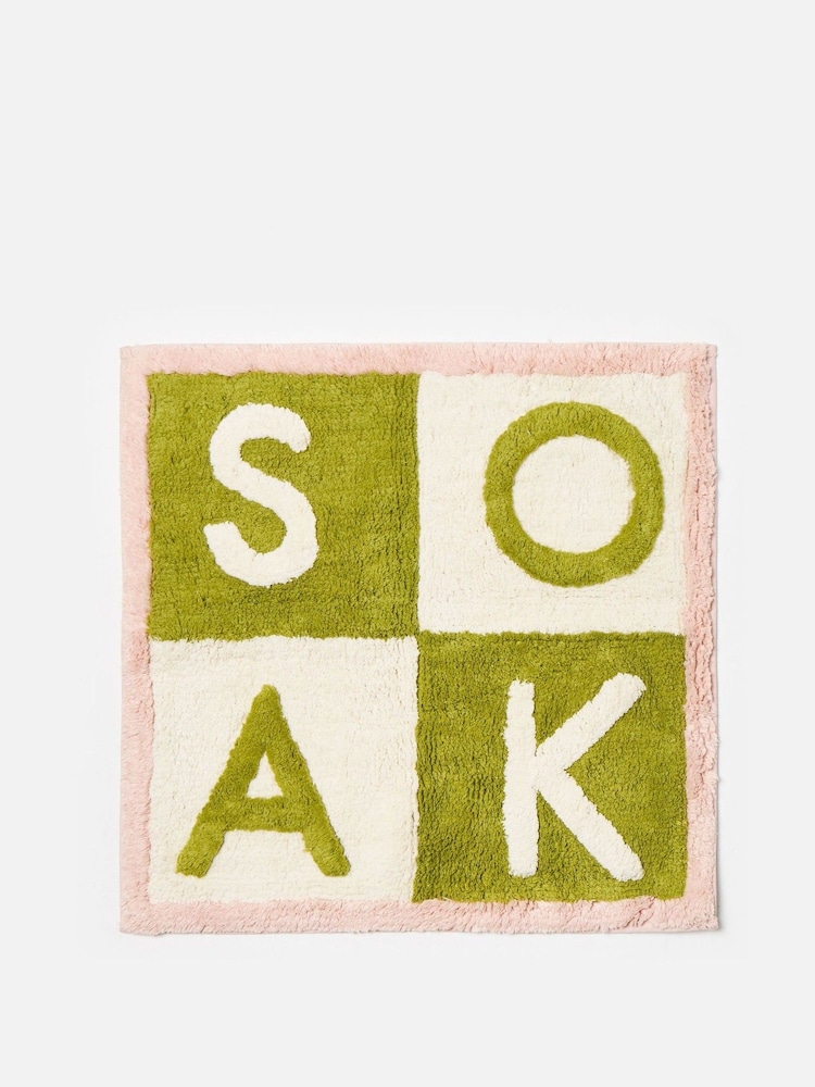 Oliver Bonas Multi Green Tile Soak Square Bath Mat - Image 4 of 4