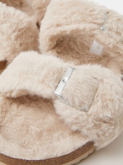 Accessorize Cream Fluffy Buckle Slippers - Image 4 of 4
