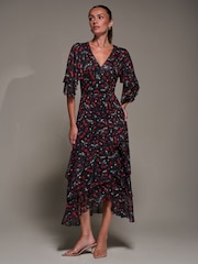 Jolie Moi Black Frill Trim Mesh Maxi Dress - Image 6 of 6