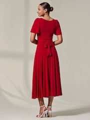 Jolie Moi Red Mesh Floaty Sleeve Midaxi Dress - Image 2 of 6