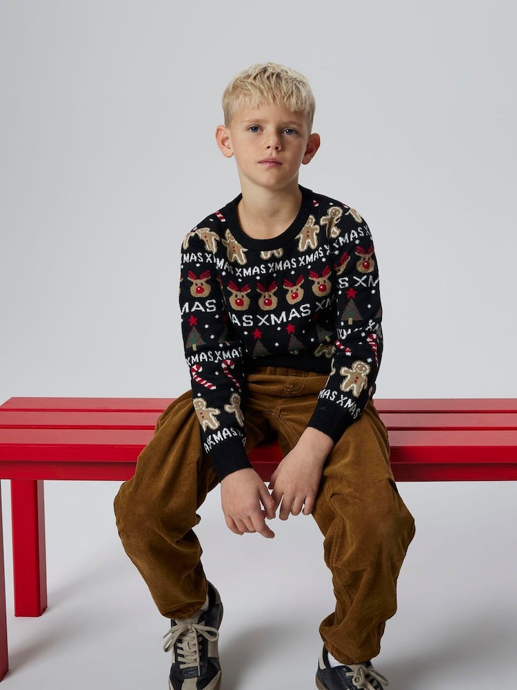 Name It Black Knitted Christmas Jumper - Image 1 of 5