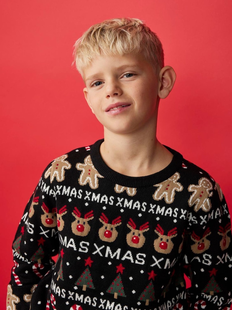Name It Black Knitted Christmas Jumper - Image 2 of 5