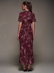 Jolie Moi Red High Neck Angel Sleeve Chiffon Maxi Dress - Image 2 of 6