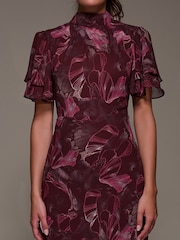 Jolie Moi Red High Neck Angel Sleeve Chiffon Maxi Dress - Image 3 of 6