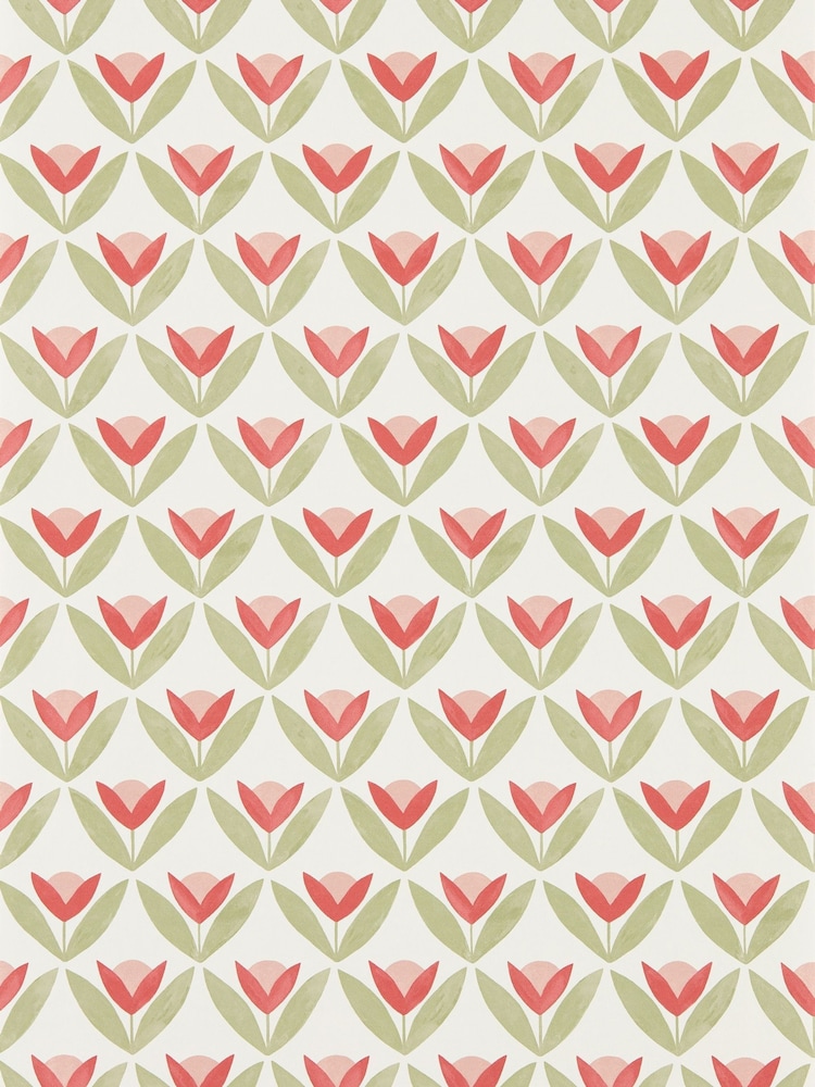 Scion Pink Tulip Trellis Oakham 10M Wallpaper - Image 2 of 2 Scion Pink Tulip Trellis Oakham 10M Wallpaper - Image 2 of 2