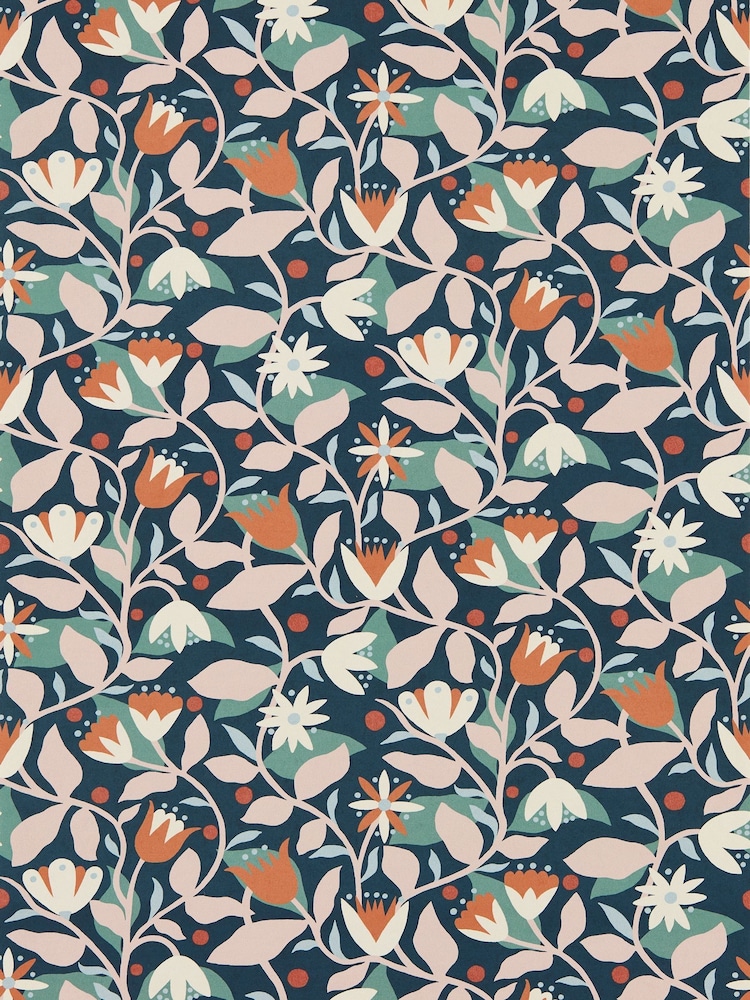 Scion Blue Dancing Daisies Oakham 10M Wallpaper - Image 2 of 2 Scion Blue Dancing Daisies Oakham 10M Wallpaper - Image 2 of 2