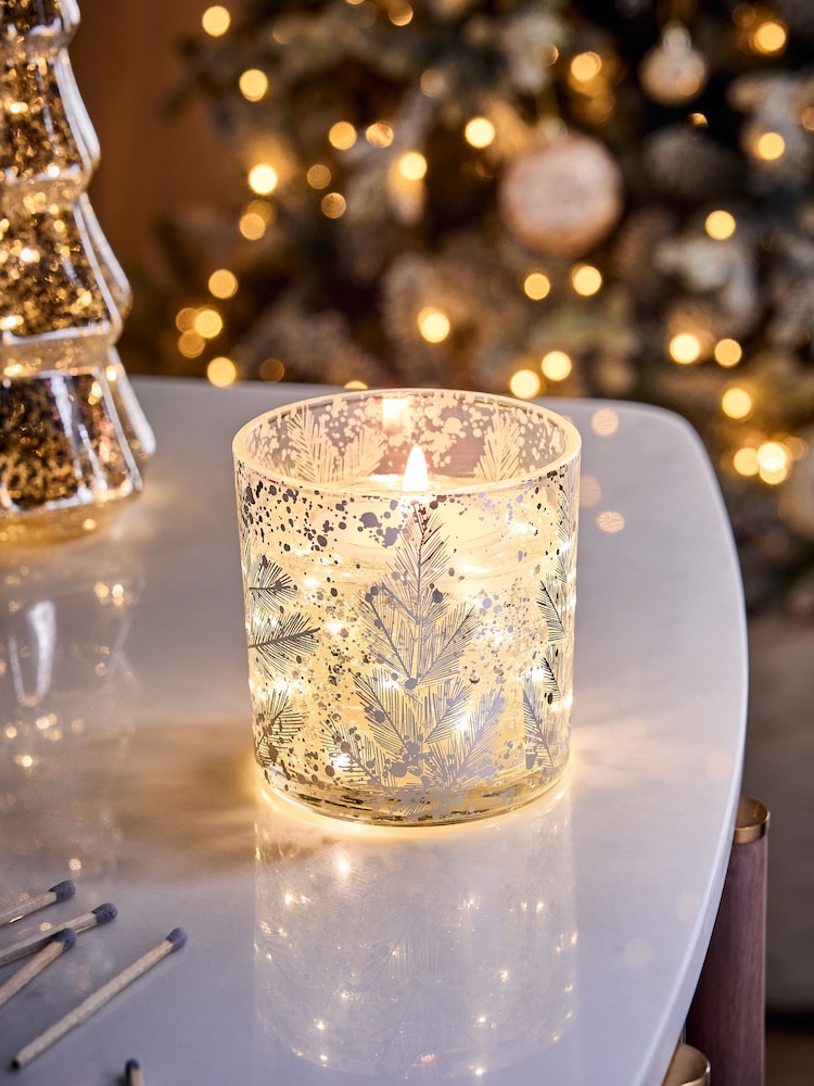 Festive Spice Silver Glam 1 Wick Light Up Candle - Image 1 of 6 Festive Spice Silver Glam 1 Wick Light Up Candle - Image 1 of 6
