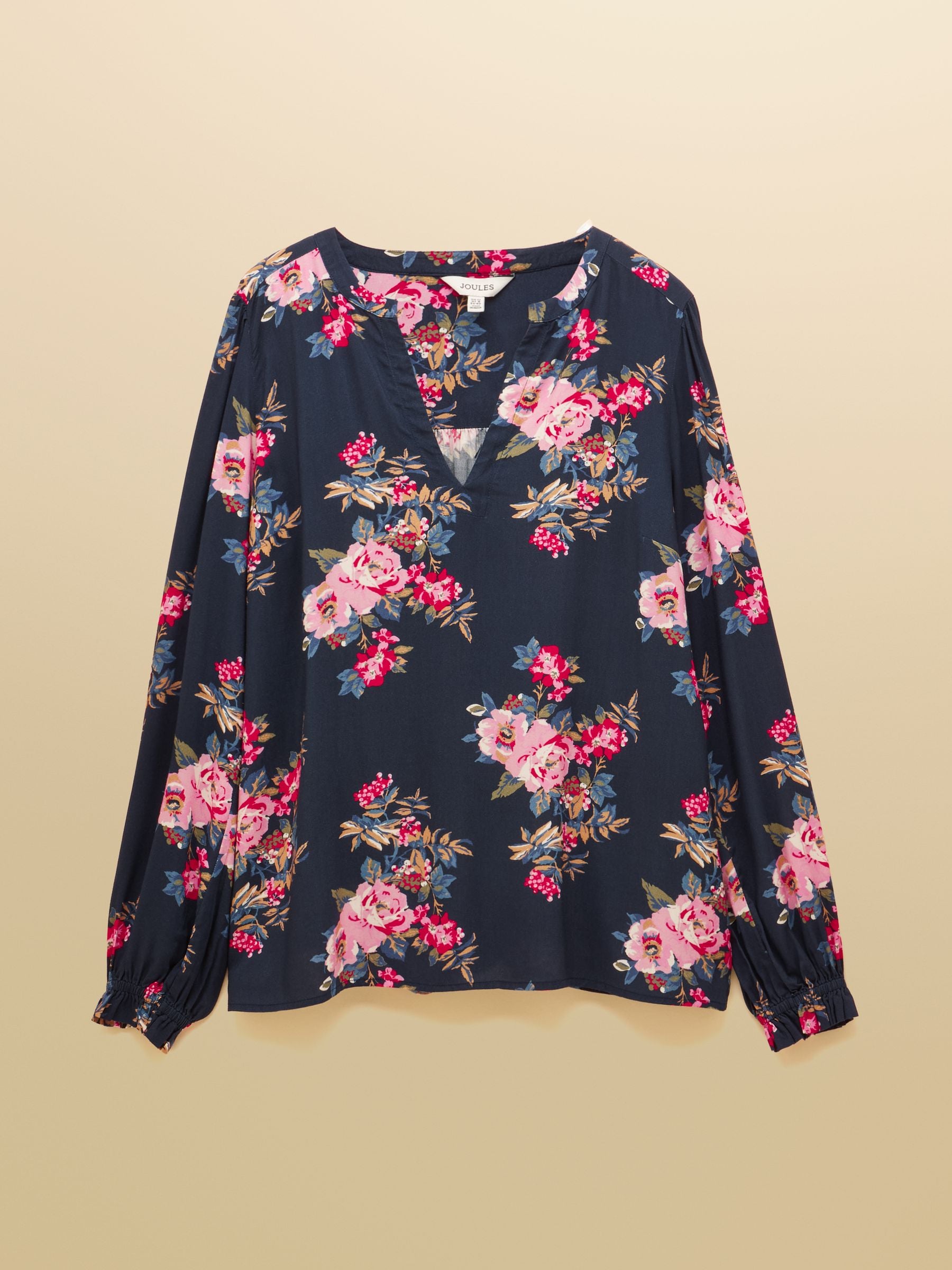 Joules Women's Navy Floral Printed Long Sleeve Blouse