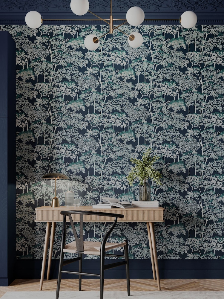 Graham & Brown Navy Idyll Tree 10M Wallpaper - Image 3 of 3 Graham & Brown Navy Idyll Tree 10M Wallpaper - Image 3 of 3