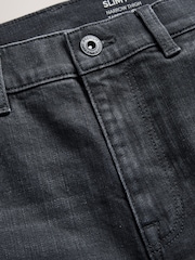 Black Slim Fit Stretch Denim Shorts - Image 2 of 3