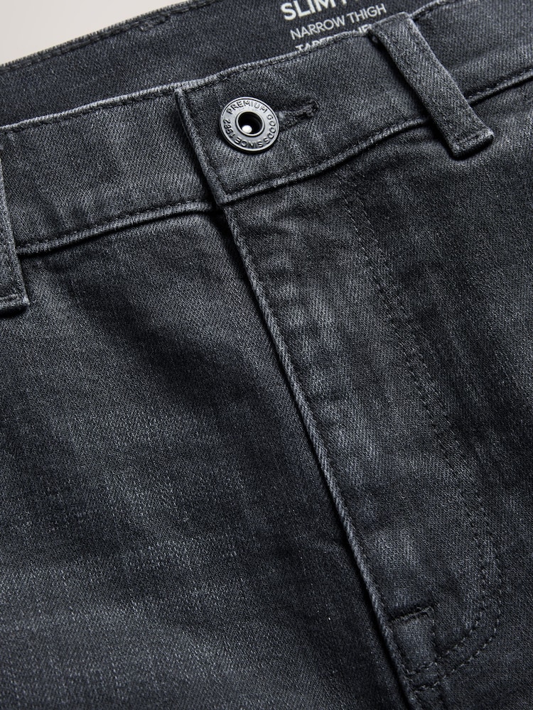 Black Slim Fit Stretch Denim Shorts - Image 2 of 3