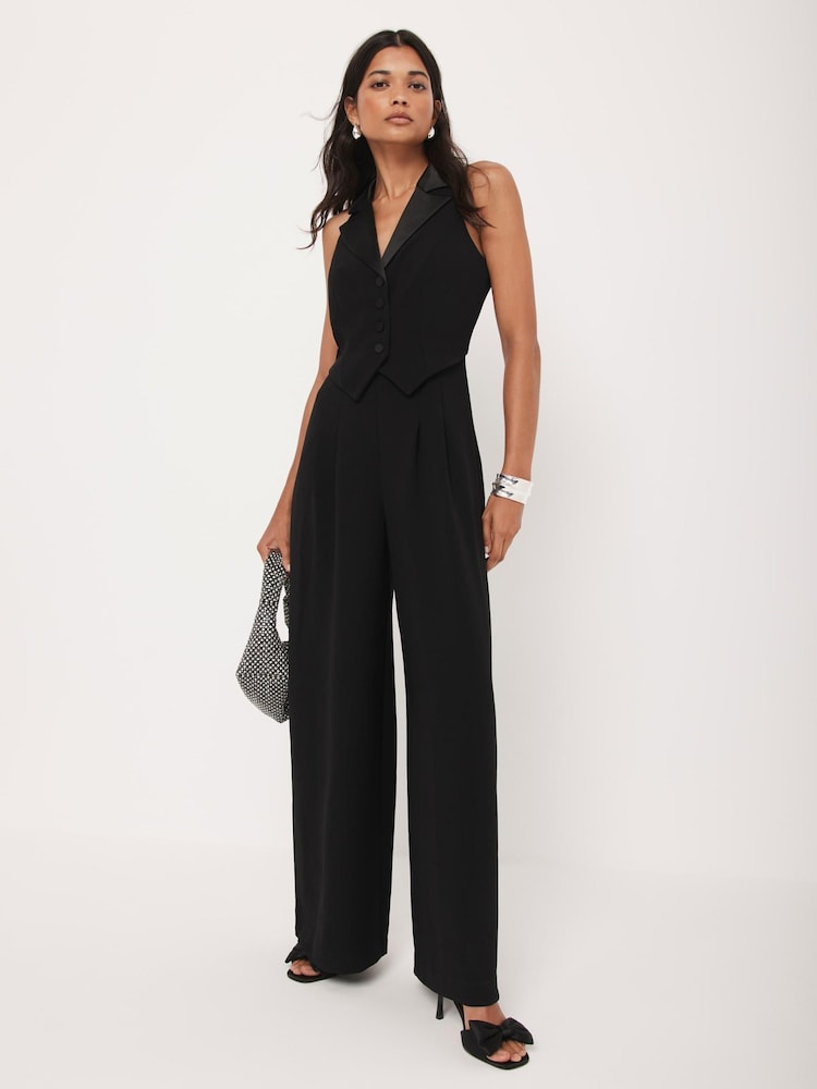 Mint Velvet Black Black Tuxedo Wide Leg Jumpsuit - Image 2 of 4 Mint Velvet Black Black Tuxedo Wide Leg Jumpsuit - Image 2 of 4
