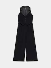 Mint Velvet Black Black Tuxedo Wide Leg Jumpsuit - Image 3 of 4