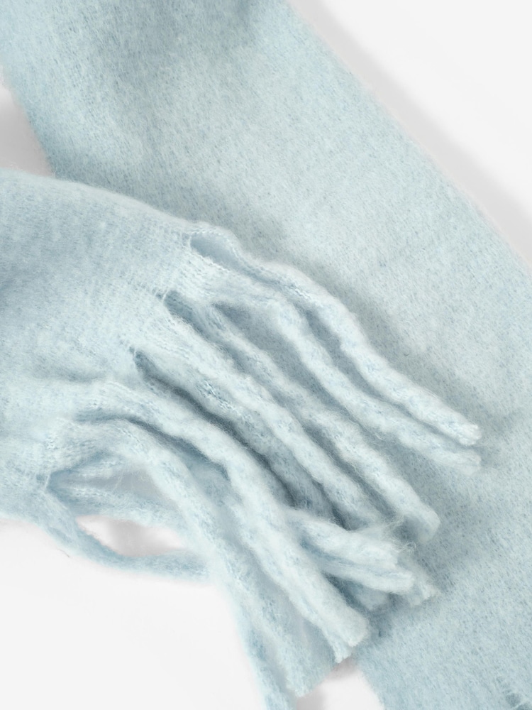 Mint Velvet Blue Brushed Tassel Scarf - Image 6 of 6