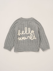 Rock-A-Bye Baby Boutique Grey Cardigan with Embroidery Back Detail - Image 3 of 4