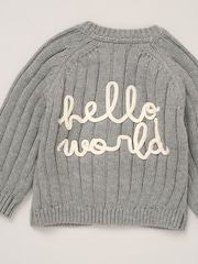 Rock-A-Bye Baby Boutique Grey Cardigan with Embroidery Back Detail - Image 4 of 4