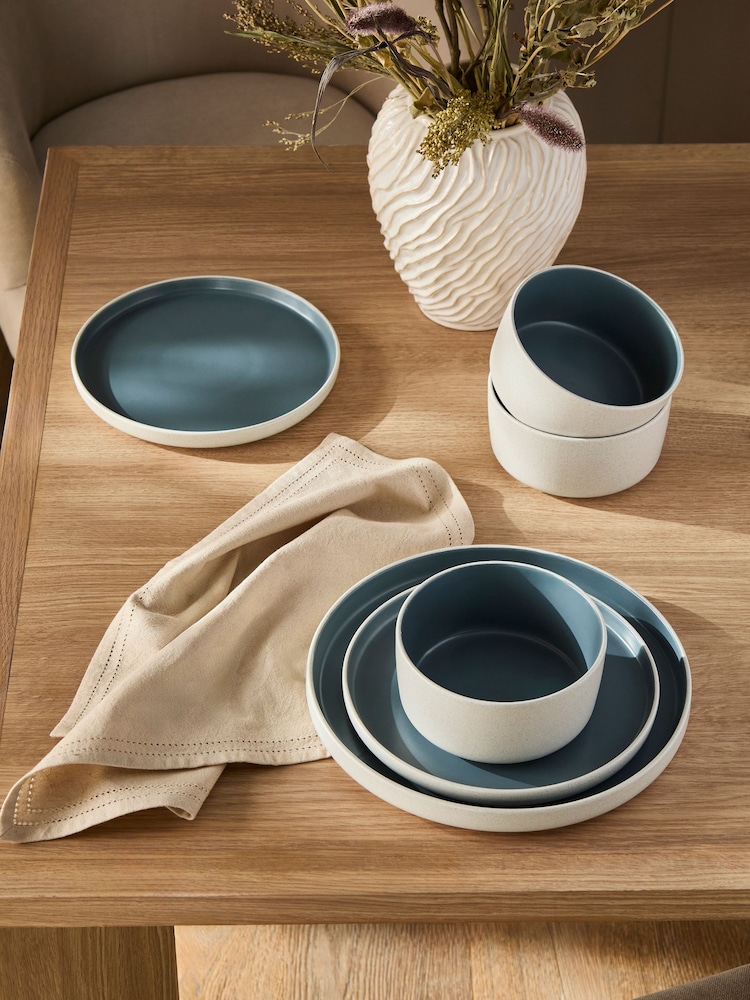 12 Piece Teal Blue Otis Dinner Set - Image 1 of 4 12 Piece Teal Blue Otis Dinner Set - Image 1 of 4