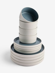 12 Piece Teal Blue Otis Dinner Set - Image 4 of 4