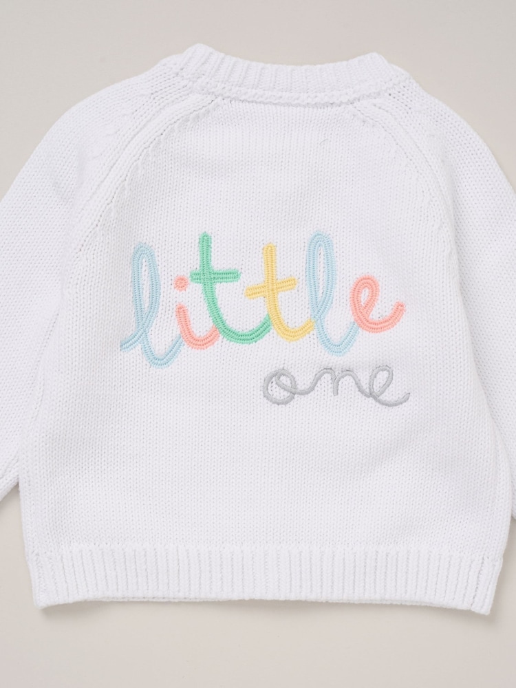 Rock-A-Bye Baby Boutique White Cardigan with Embroidery Back Detail - Image 4 of 4 Rock-A-Bye Baby Boutique White Cardigan with Embroidery Back Detail - Image 4 of 4