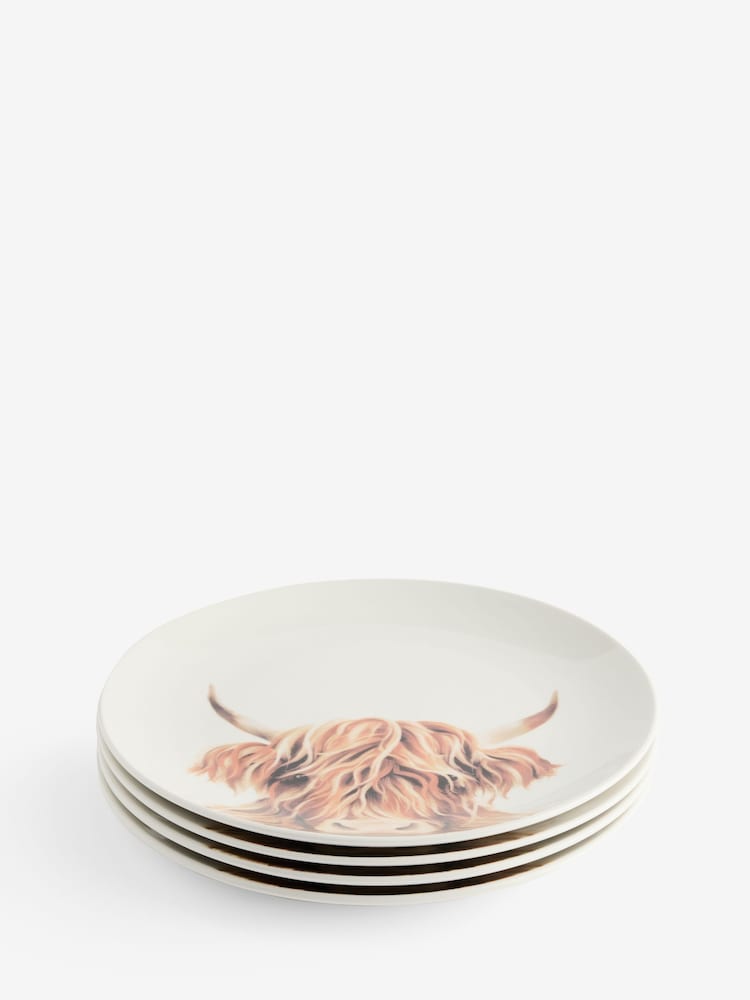 Set of 4 Hamish The Highland Cow Dinner Plates - 圖片 3/3