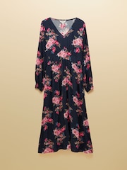 Joules Floral Printed Long Sleeve Midi Dress - Image 1 of 4