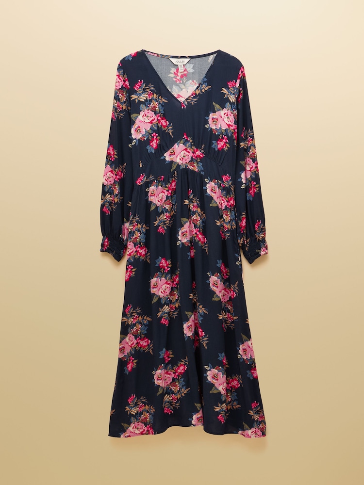 Joules Floral Printed Long Sleeve Midi Dress - Image 1 of 4 Joules Floral Printed Long Sleeve Midi Dress - Image 1 of 4