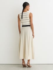 Reiss Ivory/Black Mallory Sleeveless Stripe Knitted Midi Dress - Image 5 of 6