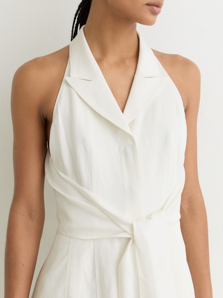Buy Reiss Ivory Tor Sleeveless Tie-Front Midi Dress with Linen from Next USA Buy Reiss Ivory Tor Sleeveless Tie-Front Midi Dress with Linen from Next USA