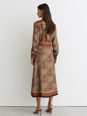 Reiss Neutral Leia Animal-Print Midi Shirt Dress - Image 5 of 6