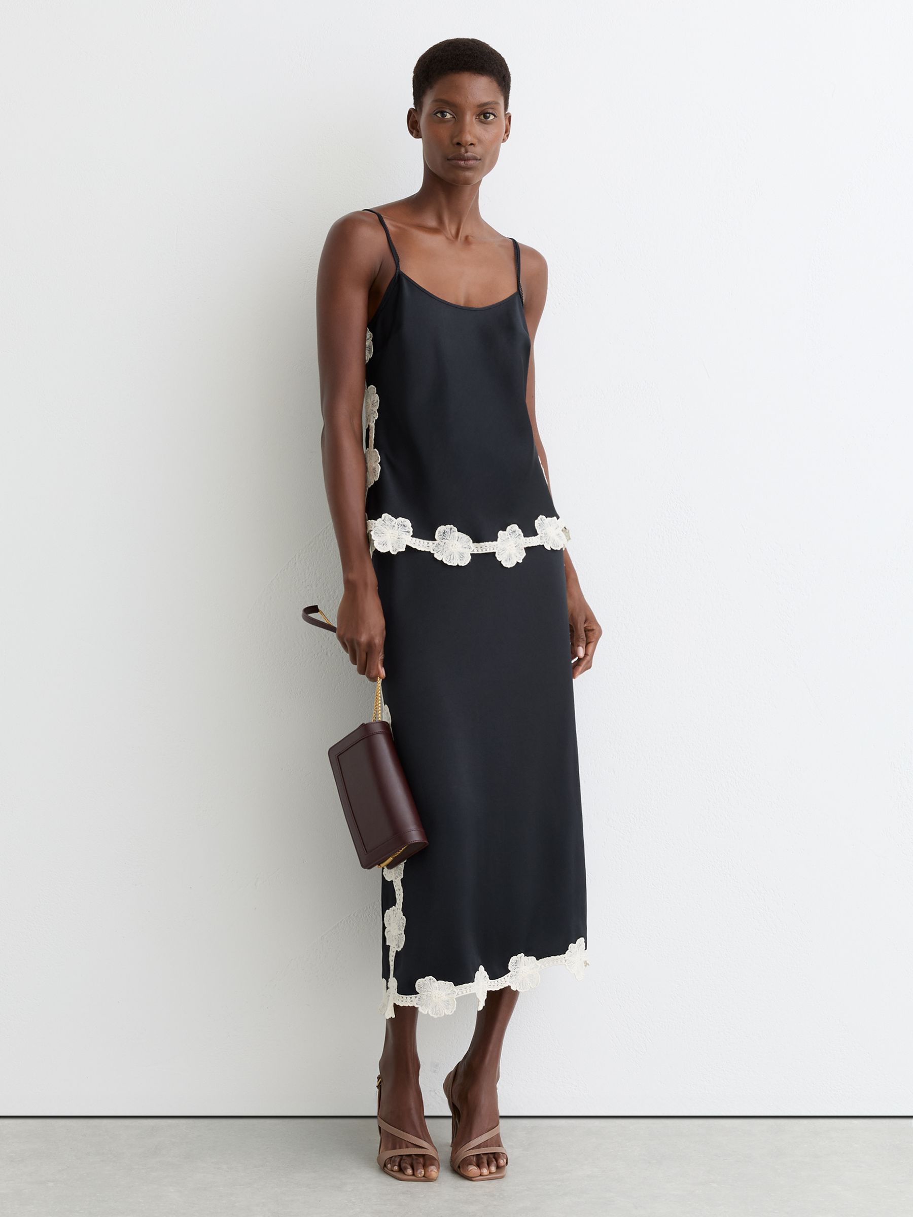 Buy Reiss Navy Doa Satin Floral-Lace Trim Cami Top from Next USA