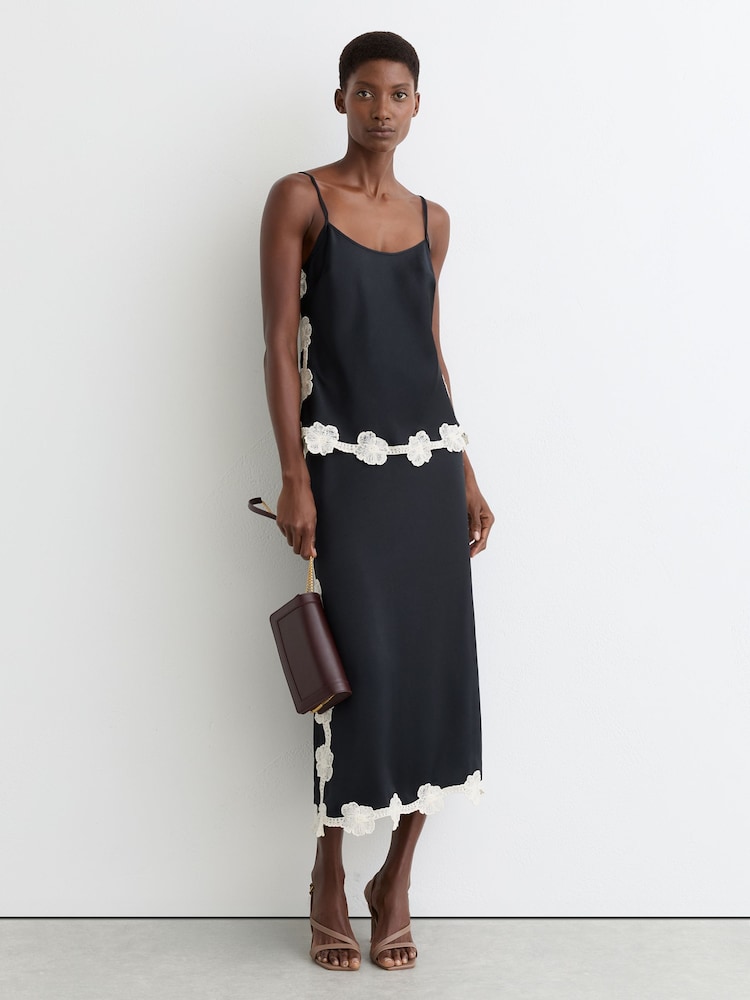 reiss navy lace dress Reiss Anais Lace-Trim Cocktail Dress