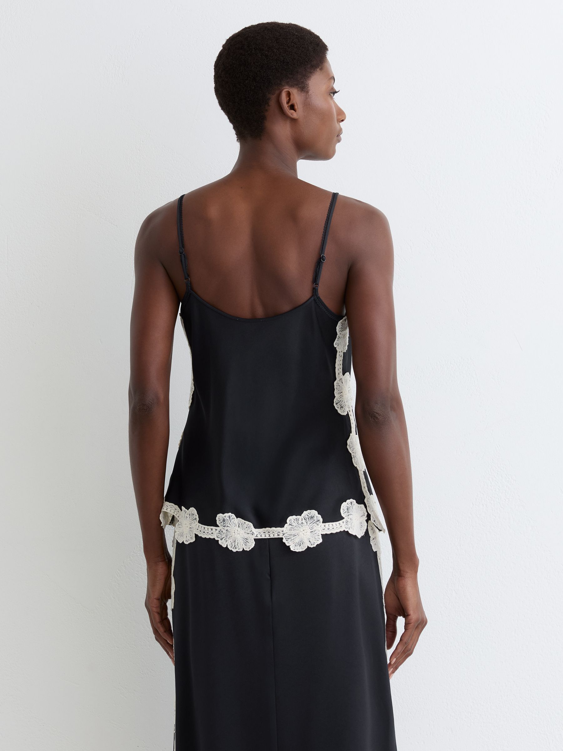 Buy Reiss Navy Doa Satin Floral-Lace Trim Cami Top from Next USA