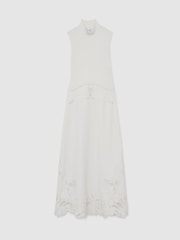 Reiss Ivory Phoenix Knit Woven Midi Dress - Image 2 of 6