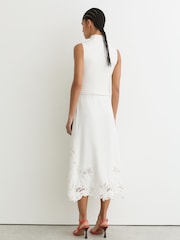 Reiss Ivory Phoenix Knit Woven Midi Dress - Image 5 of 6
