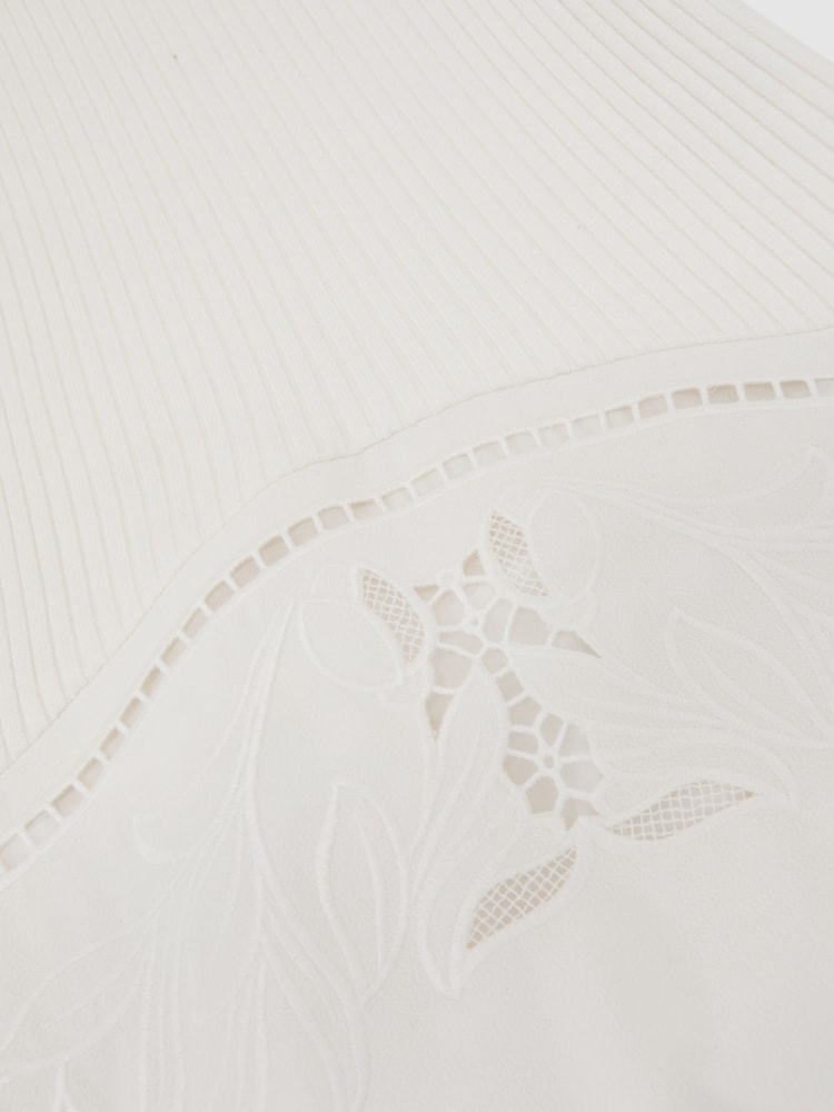 Reiss Ivory Phoenix Knit Woven Midi Dress - Image 6 of 6 Reiss Ivory Phoenix Knit Woven Midi Dress - Image 6 of 6