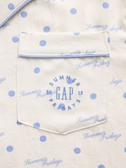 Gap X Summer Fridays White/Blue Relaxed Flannel Dotted Pyjama Shirt - Image 10 of 11