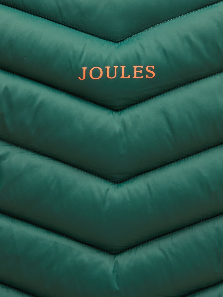 Joules Kids' Crofton Dark Green Showerproof Padded Zip Up Gilet - Image 6 of 6
