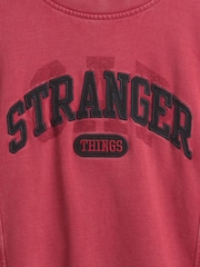 Gap Red Stranger Things Quilted-Sleeve Logo Sweatshirt - Image 4 of 5