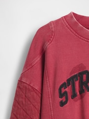 Gap Red Stranger Things Quilted-Sleeve Logo Sweatshirt - Image 5 of 5