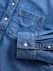 Gap Medium Wash UltraSoft Denim Oversized Straight-Hem Crop Shirt - Image 4 of 4