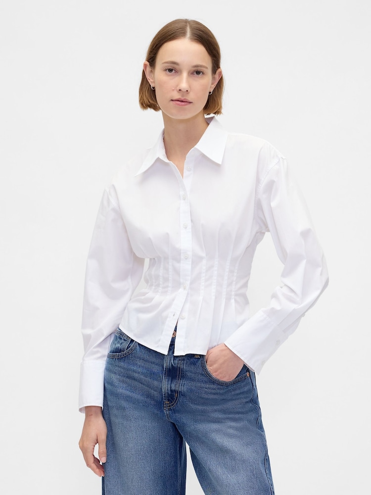 Gap White Cotton Poplin Fitted Shirt - Image 1 of 4
